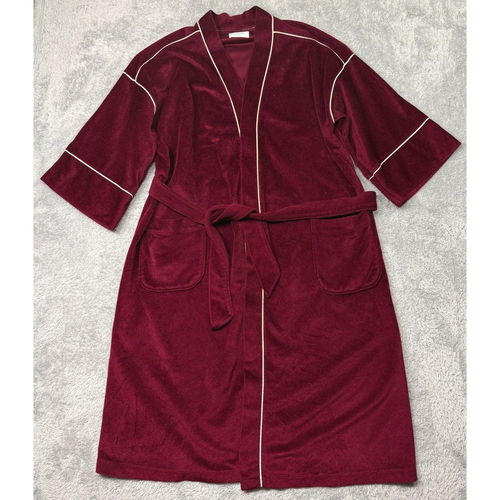 Vintage Christian Dior Monsieur Robe Mens OS Burgundy Velour Piping Old Money